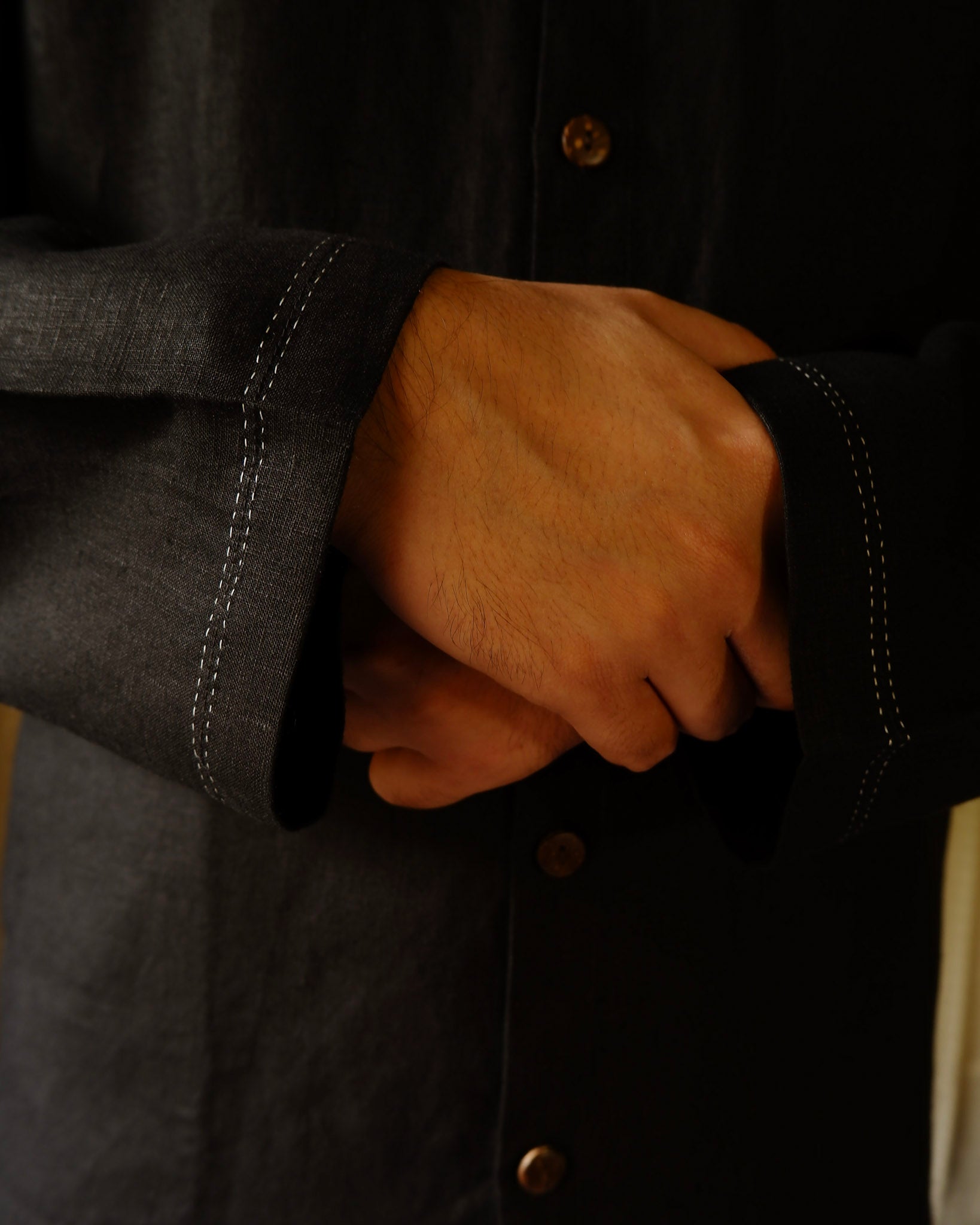 Men's kurta salwar | M87-38: Duple 2.0 - Black - Linen