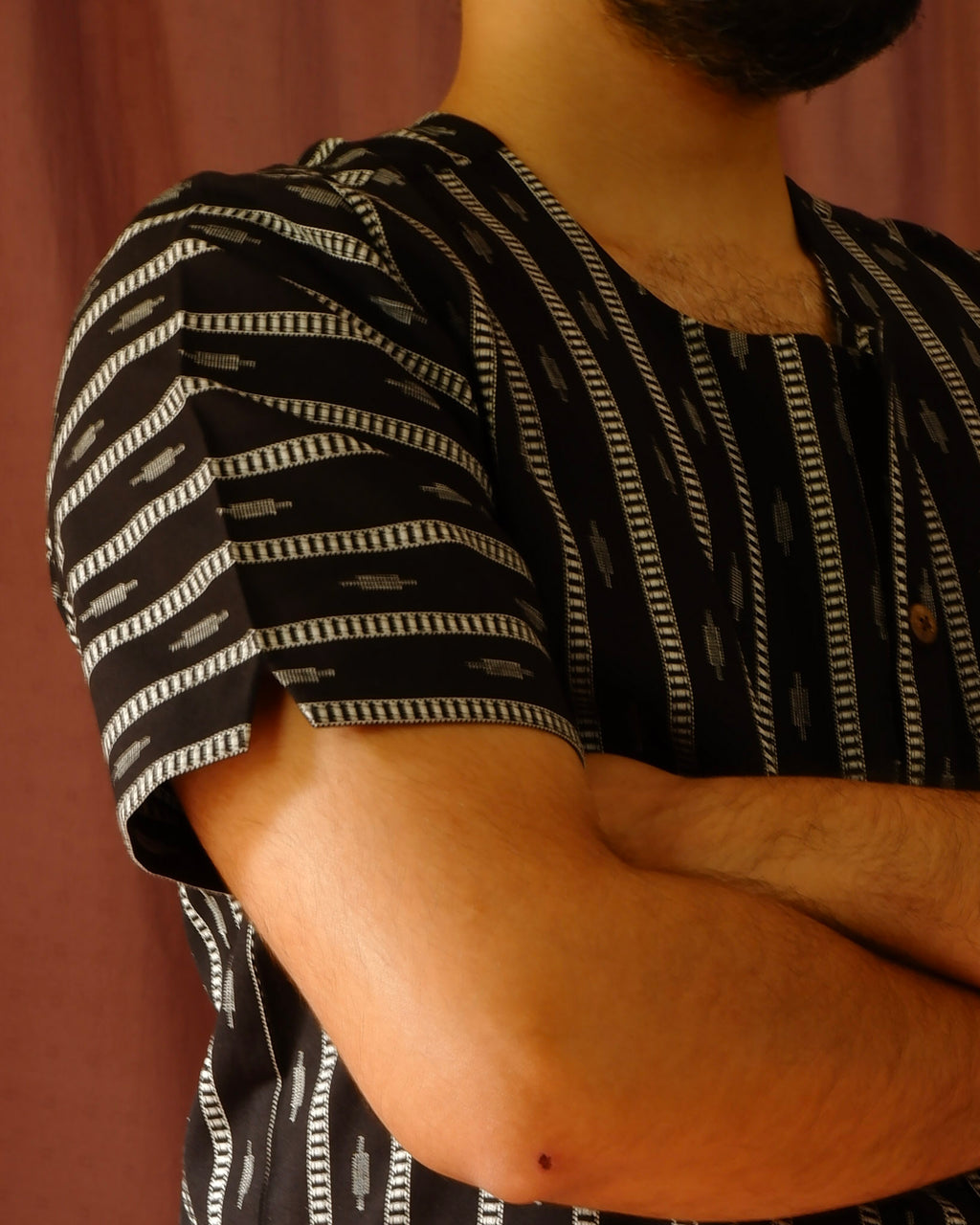 Men's shirt | M87-36: Baritone - Black/Cream - Cotton