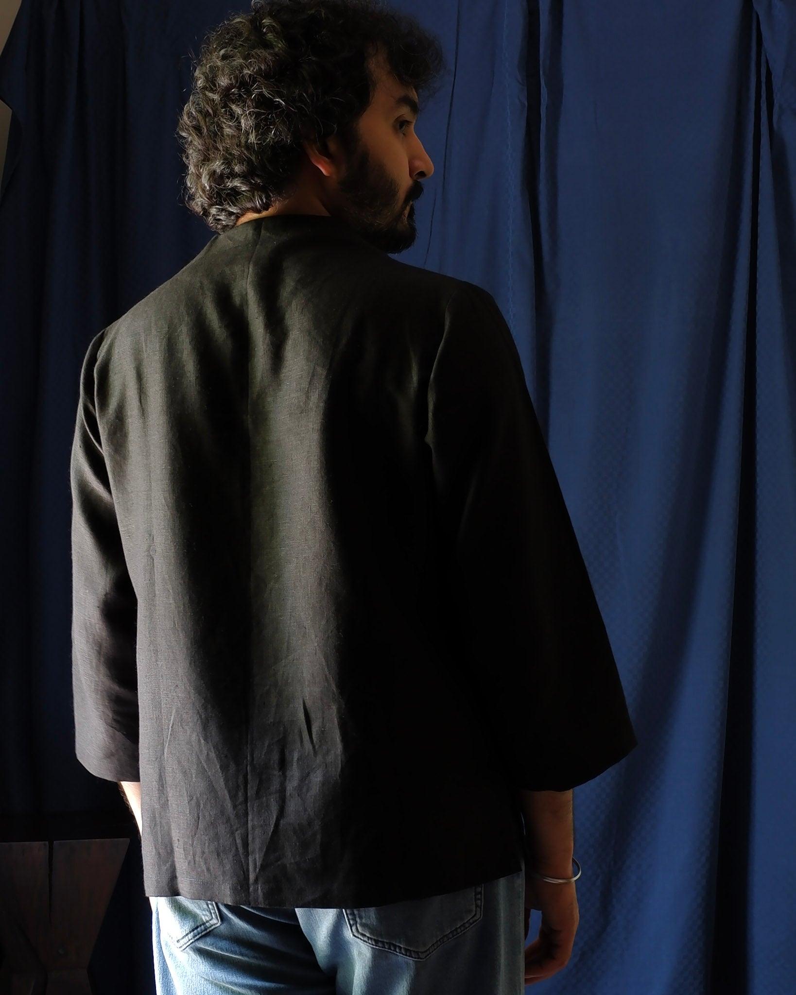 Men's shirt | M87-40: Unison 2.0 - Black - 100% Linen