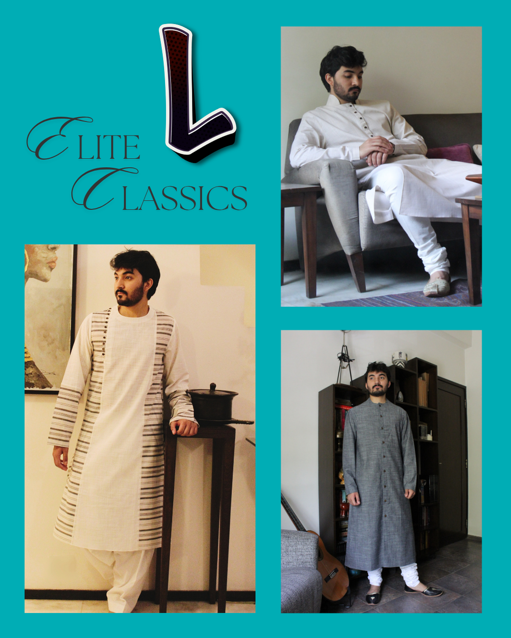 Men's kurta sets | Elite Classics bundle - Natural fibre fabrics - L