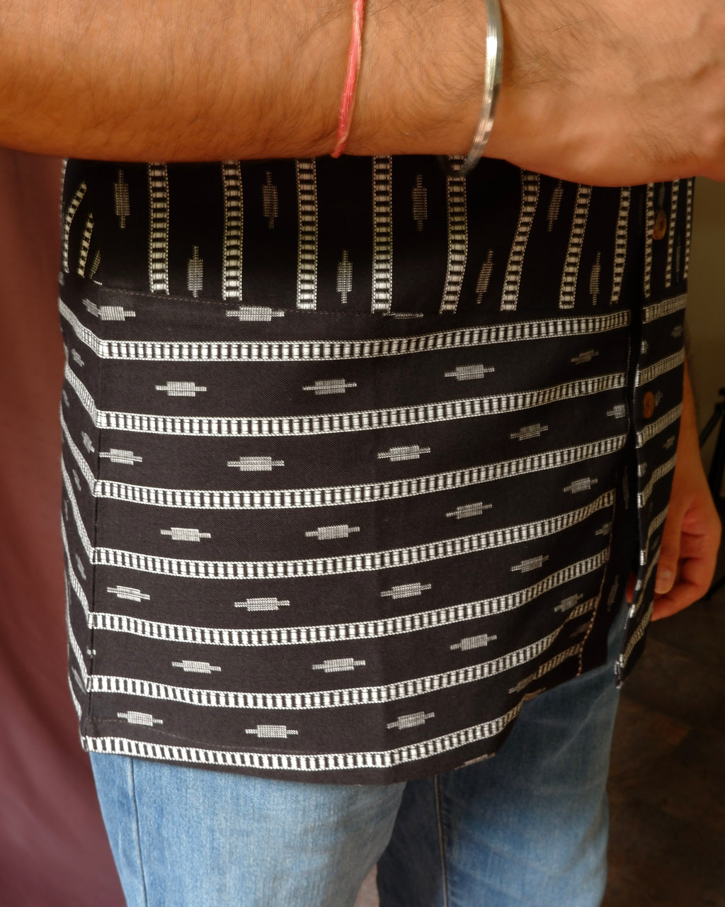 Men's shirt | M87-36: Baritone - Black/Cream - Cotton