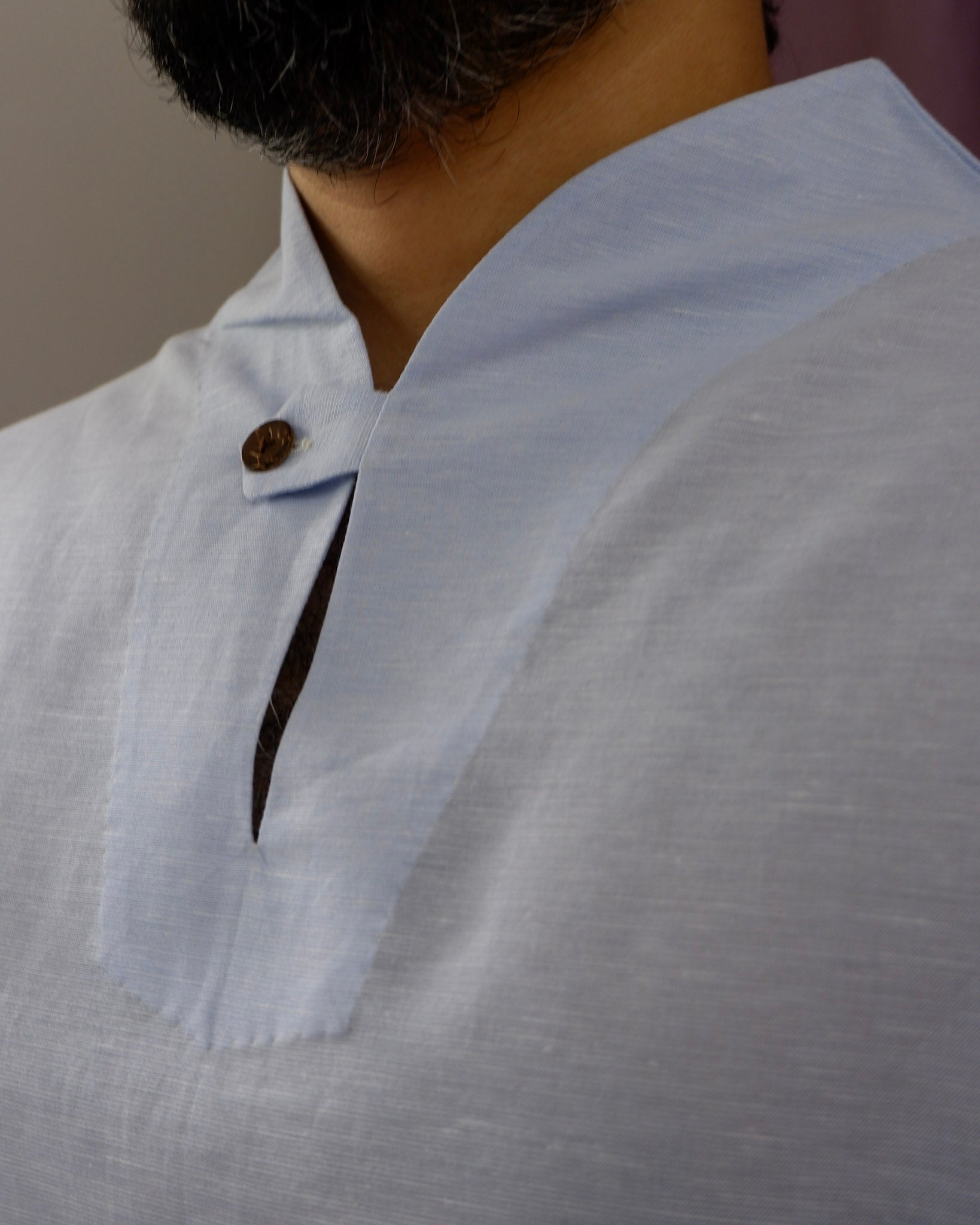 Men's short kurta | M87-37: Da Capo - Artic - Cotton Linen blend