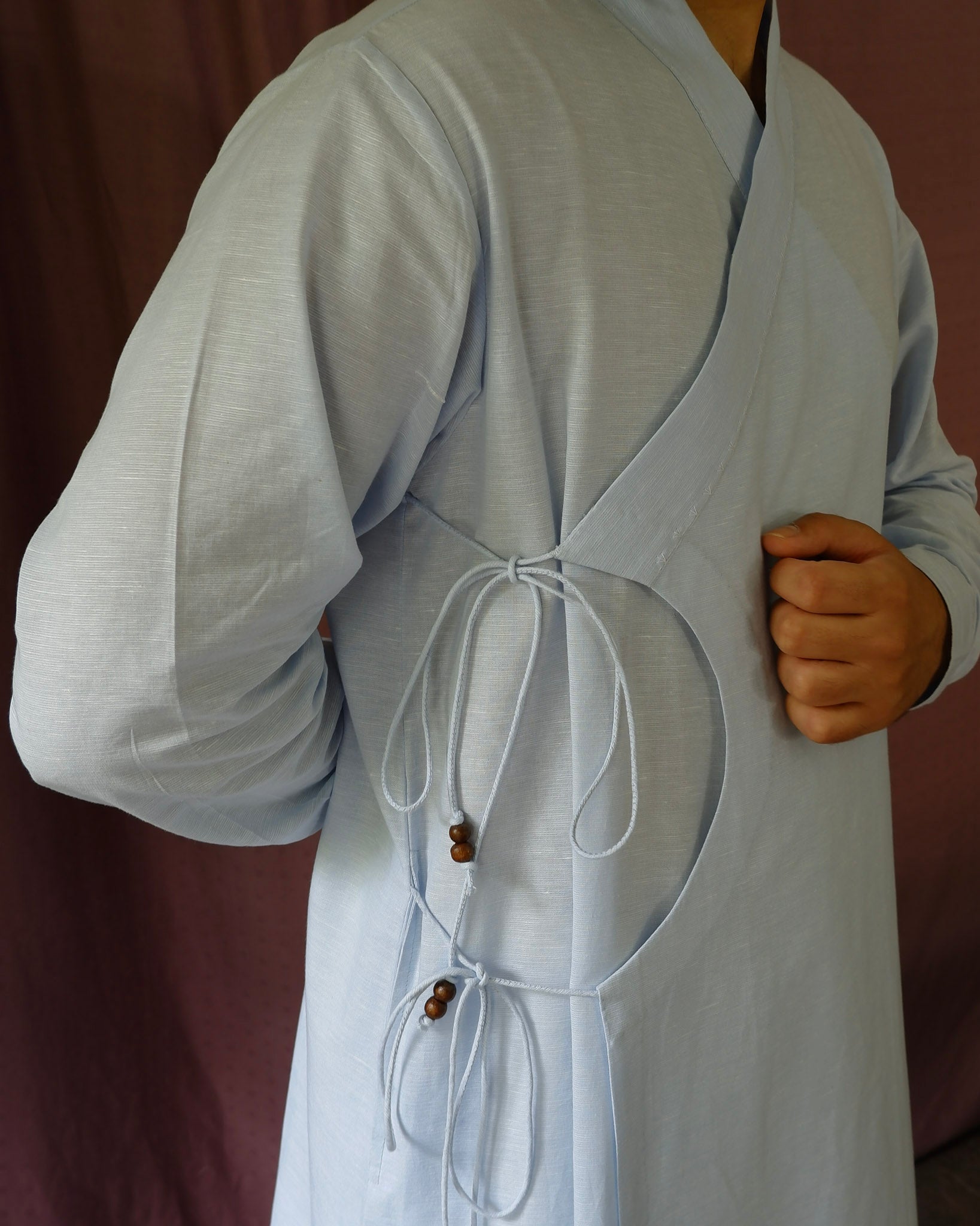 Men's kurta set | M87-39: Angarkha 3.0 - Arctic - Cotton Linen blend