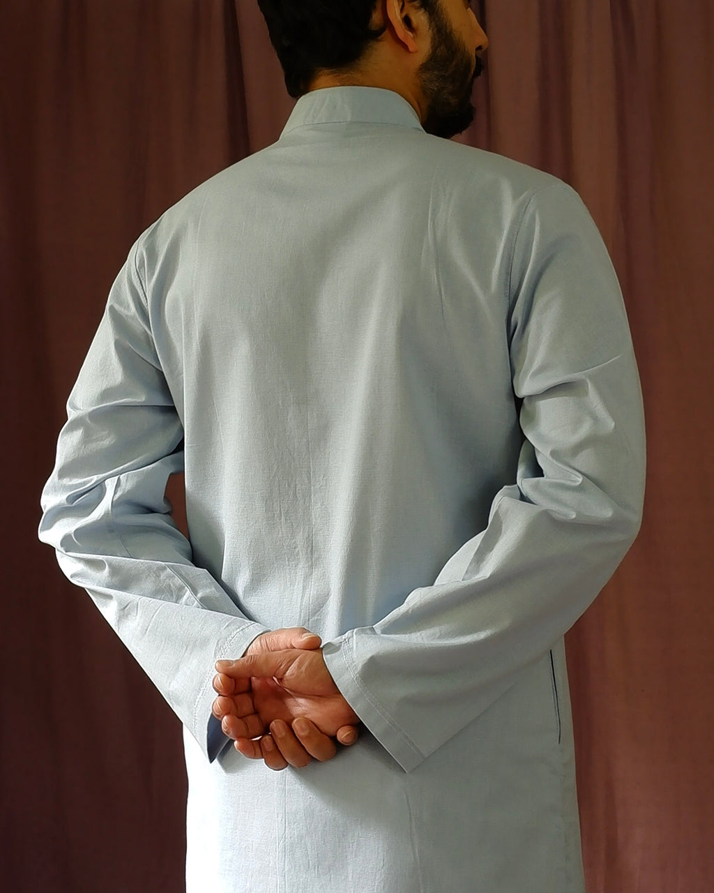 Men's kurta set | M87-38: Duple 2.0 - Sapphire - Cotton Linen blend