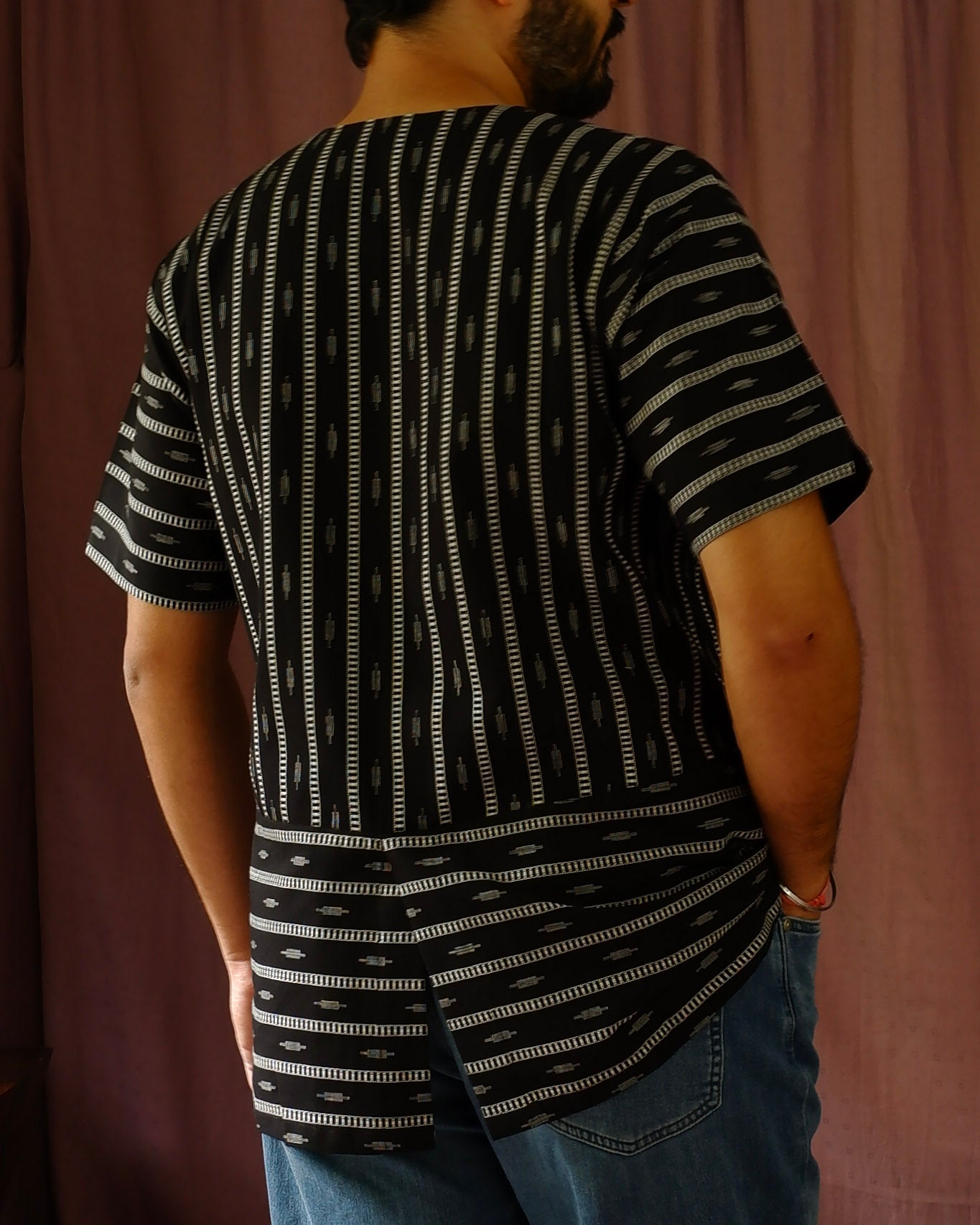 Men's shirt | M87-36: Baritone - Black/Cream - Cotton