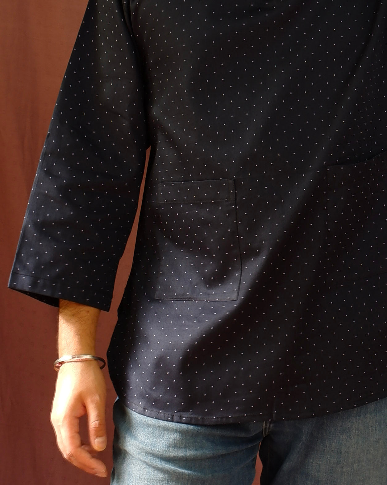 Men's short kurta | M87-37: Da Capo - Navy - Cotton