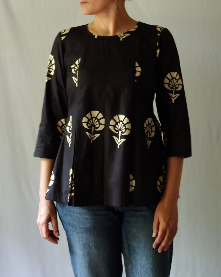 Women's top W87-36: Legato - Single flower print - Cotton