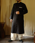 Men's kurta salwar | M87-38: Duple 2.0 - Black - Linen