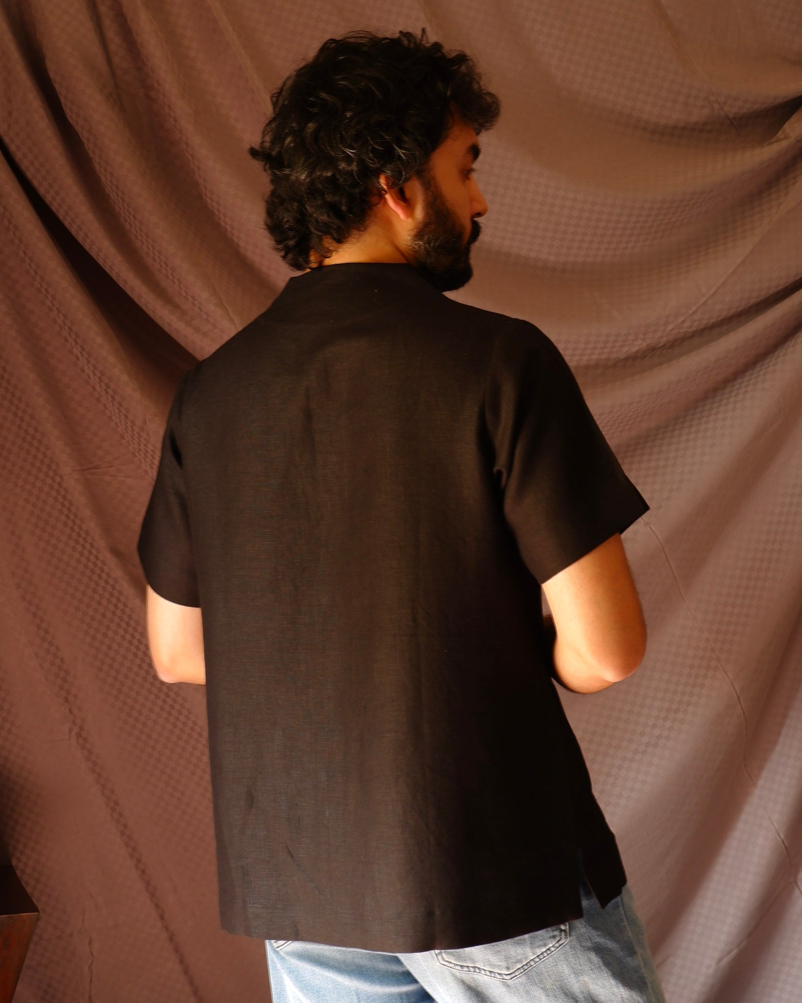 Men's shirt | M87-29: Volante - Black - 100% Linen