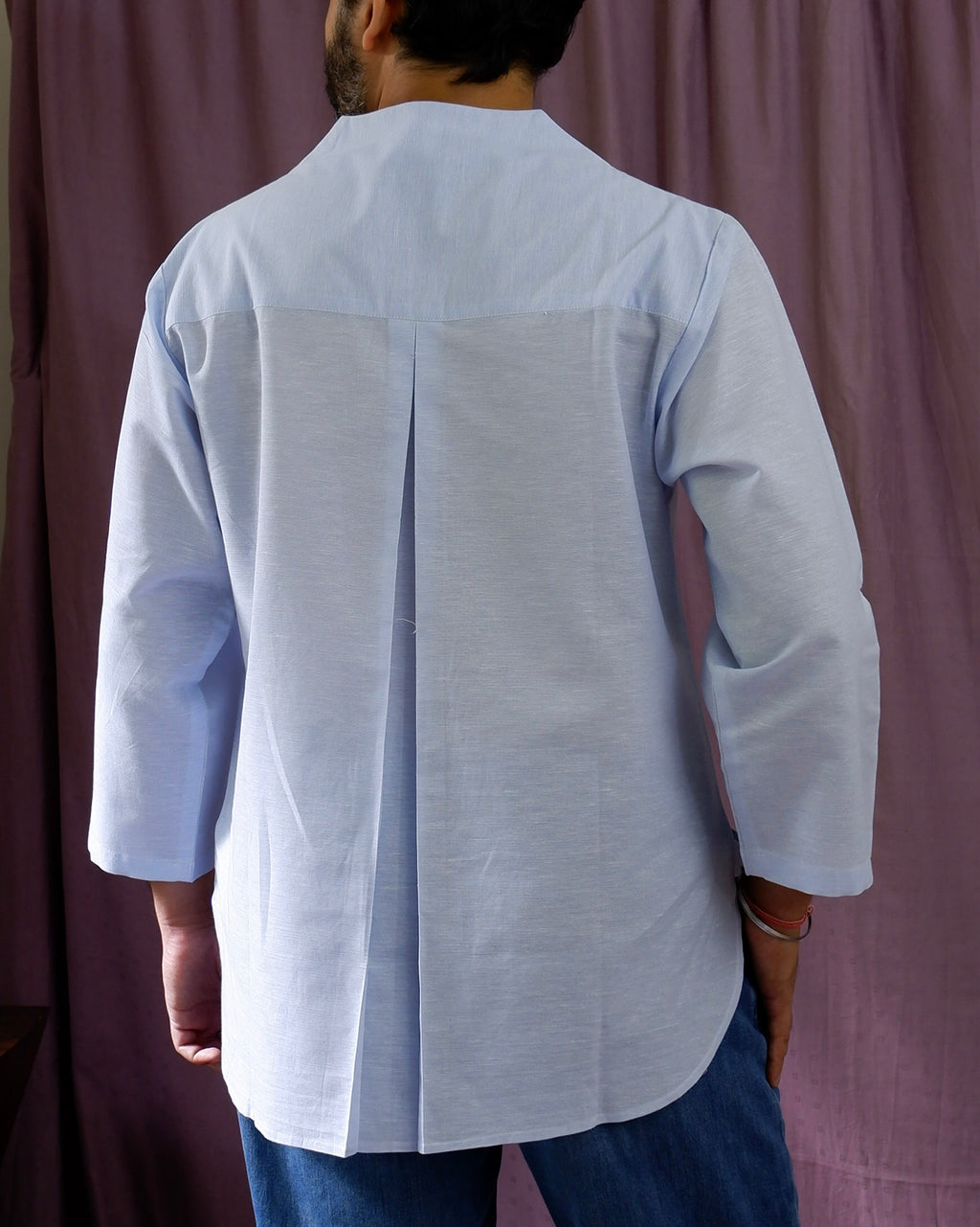 Men's short kurta | M87-37: Da Capo - Artic - Cotton Linen blend