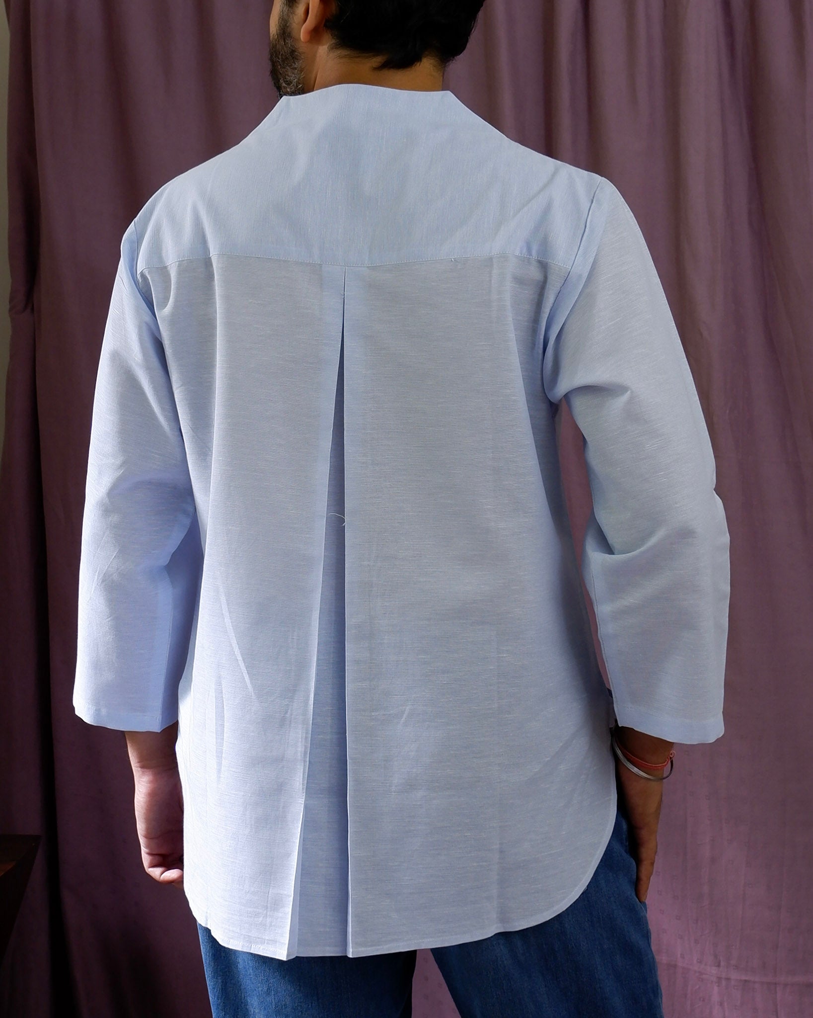 Men's short kurta | M87-37: Da Capo - Artic - Cotton Linen blend