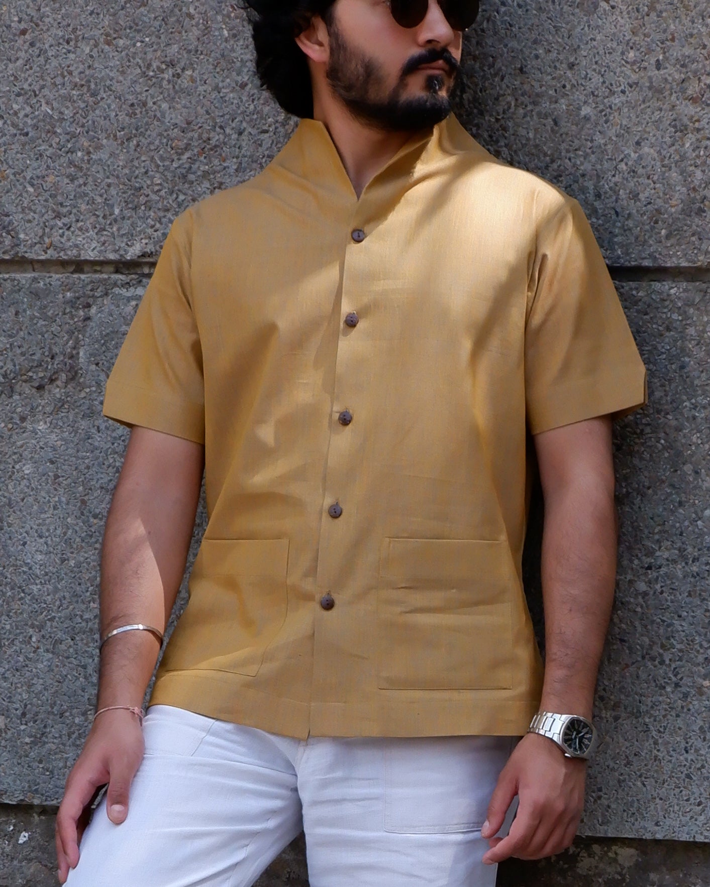 Men's shirt M87-29: Volante - Mustard - Cotton - L