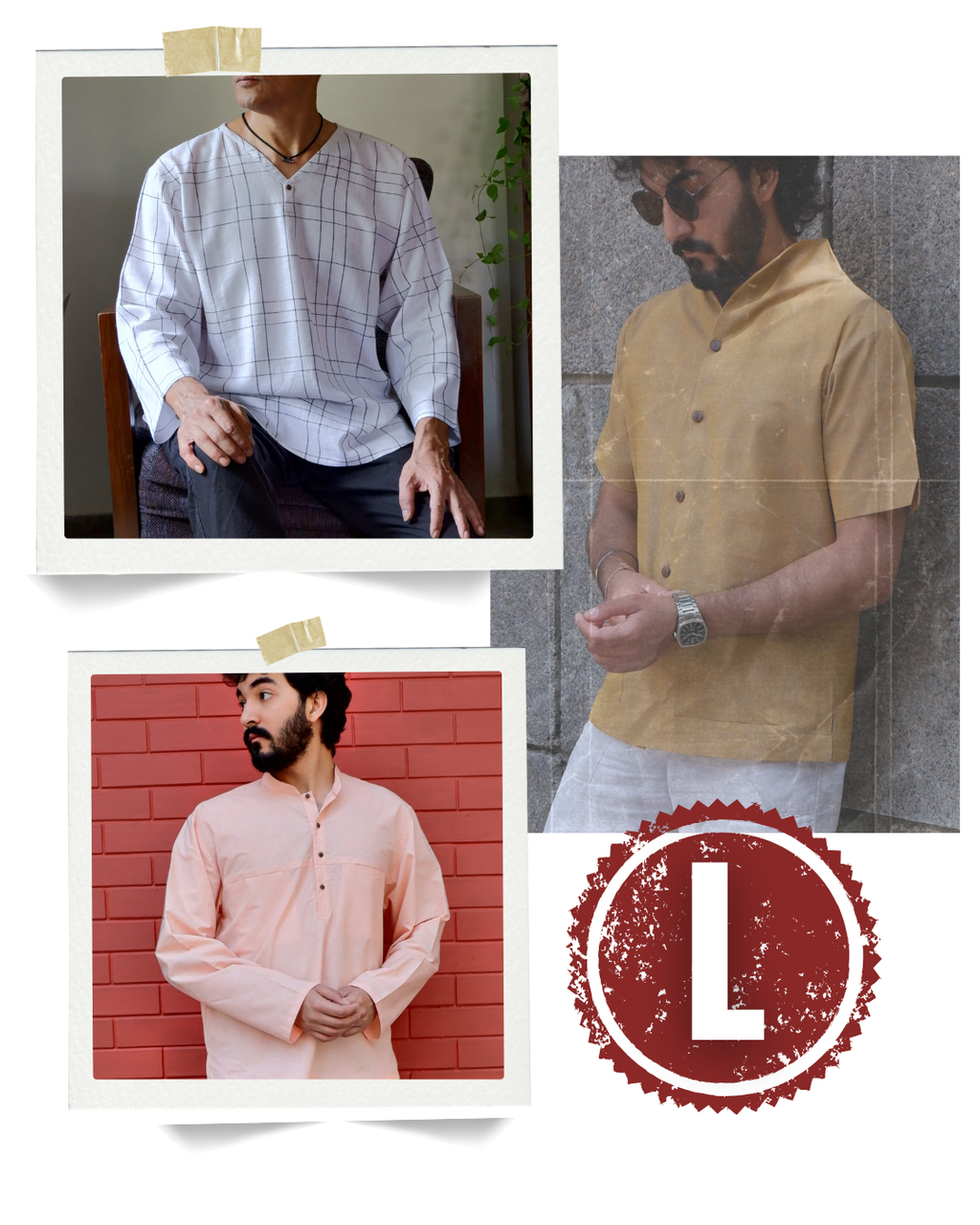 Men's short kurtas | L bundle - Natural fibre blends