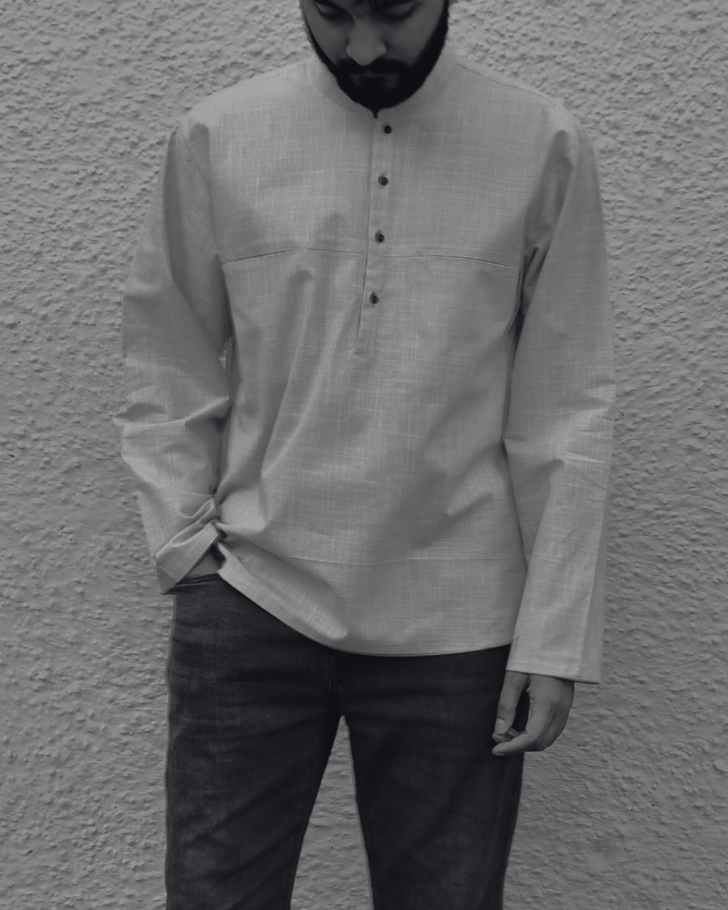 Men's short kurta M87-21: Raga - Beige - Cotton