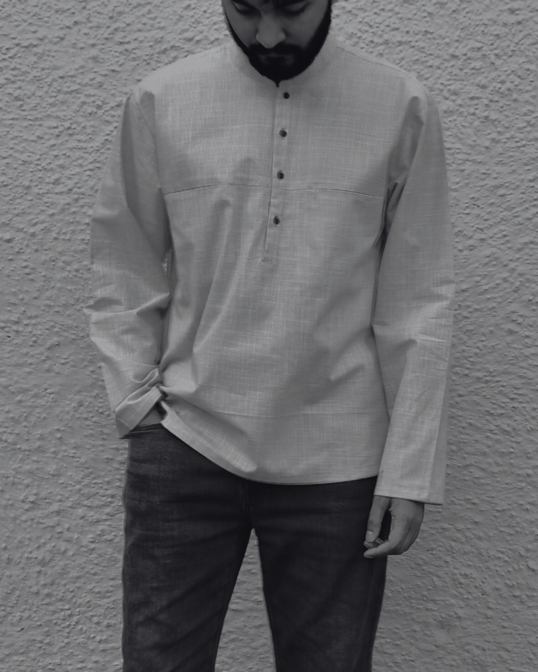 Men's short kurta M87-21: Raga - Beige - Cotton