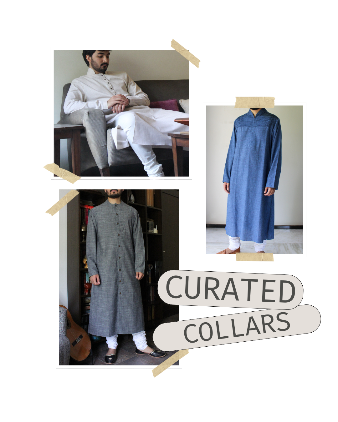 Men's kurta sets | Curated Collars bundle - Natural fibre fabrics - M