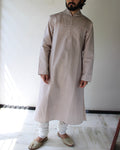 Men's kurta set M87-03: Tuck yoke - Khaki - Cotton
