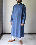 Men's kurta set M87-03: Tuck yoke - Dark Teal - Tencel Cotton blend