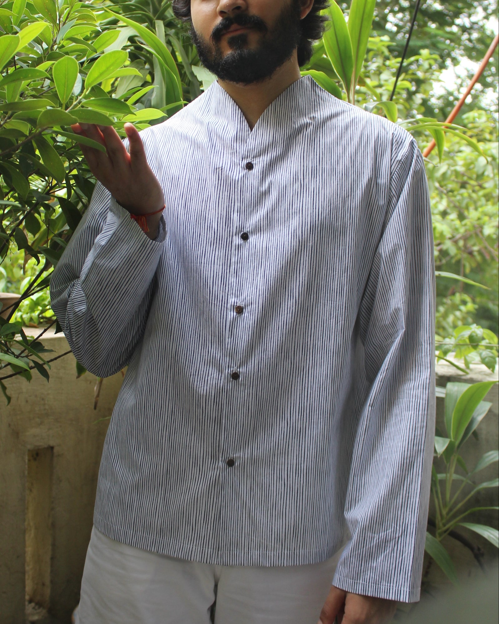 Men's shirt M87-13: Unison - Navy pinstripes - Cotton