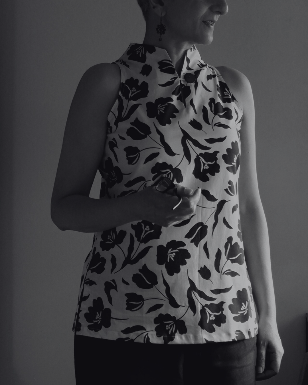 Women's kurti W87-35: Pastorale - Poppy print - Cotton - S