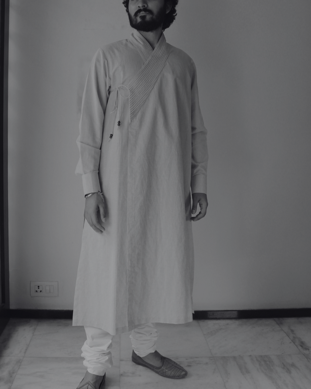 Men's kurta set M87-01: Angarkha - Sky Blue - Cotton