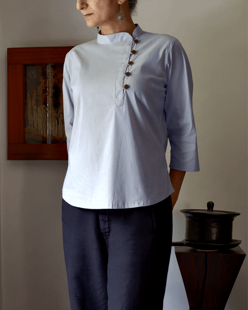 W87-29: Libretto - Royal Blue mini-checks - 87store.in